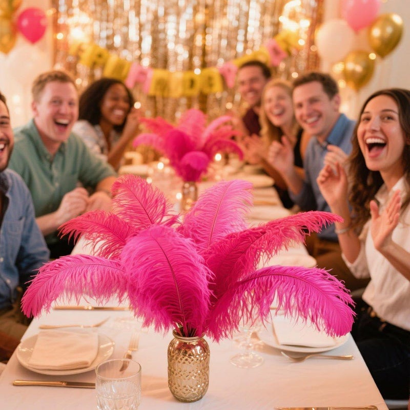 Holmgren Hot Pink Ostrich Feathers - 20pcs Making Kit 22 Inch Ostrich Feathers Bulk for Vase, Floral Arrangement, Home Wedding Party Centerpieces and Easter Gatsbi Decorations - Image 2